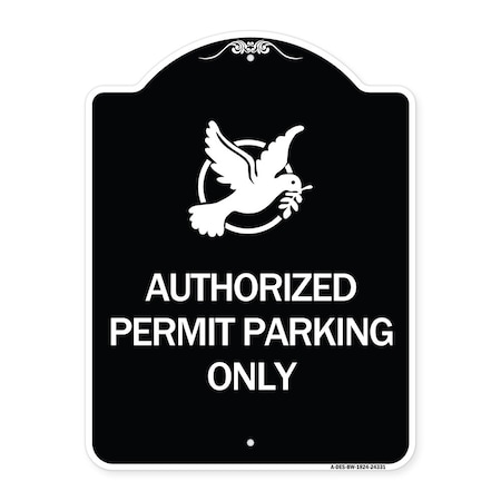Signmission Authorized Church Parking W/ Graphic Heavy-Gauge Aluminum Sign, 24" x 18", BW-1824-24331 A-DES-BW-1824-24331